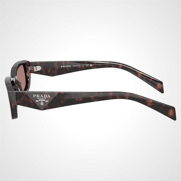 New PRADA Sunglasses Brown Tortoise Symbole Logo Rectangle w/ Case - Picture 3 of 6
